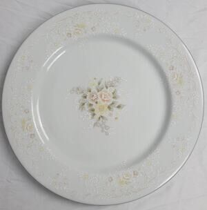 Crescent Fine China Jie Pai Dinner Plate Painted Golden Flowers and Accents